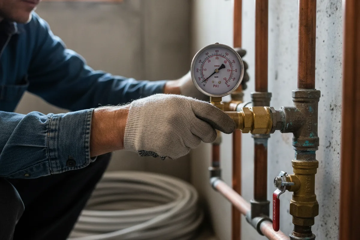 Pressure testing a repaired line during Water Line Repair in Arcola